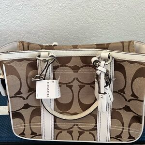 Coach Tan and White with Signature Monogram